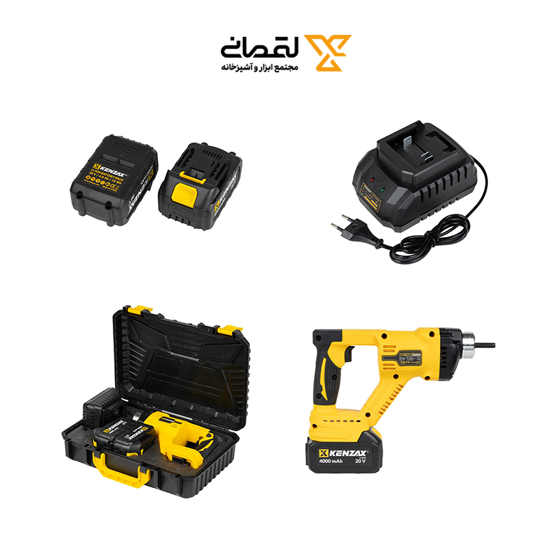 ویبره بتن شارژی 20 ولت دو باطری براشلس مدل 8760 کنزاکس KENZAX
