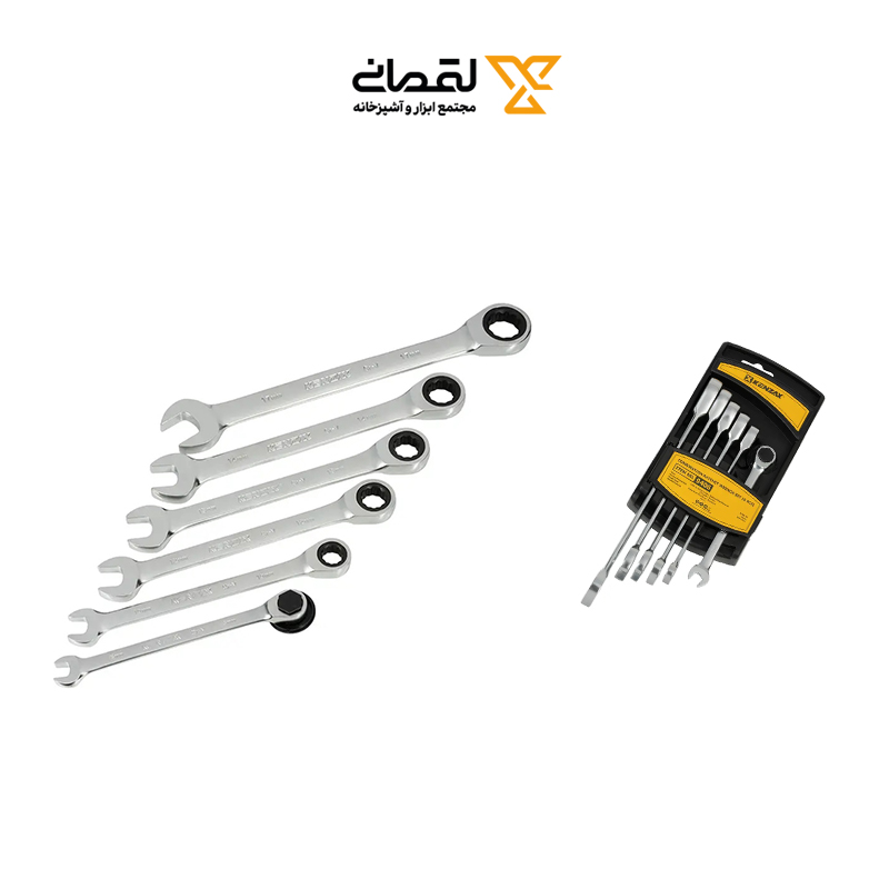 ست آچار یکسر جغجغه 6 عددی مدل 9406 کنزاکس KENZAX Kenzax 9406 6 Piece Ratcheting Combination Wrench Set