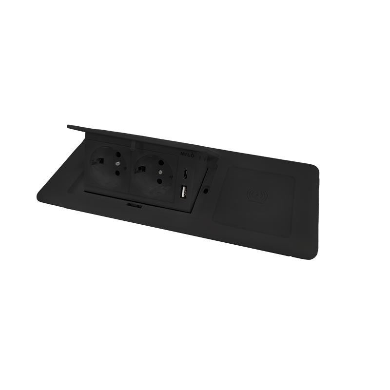 پریز برق مستطیل تو کار مشکی MILO کد 1024 1*G24