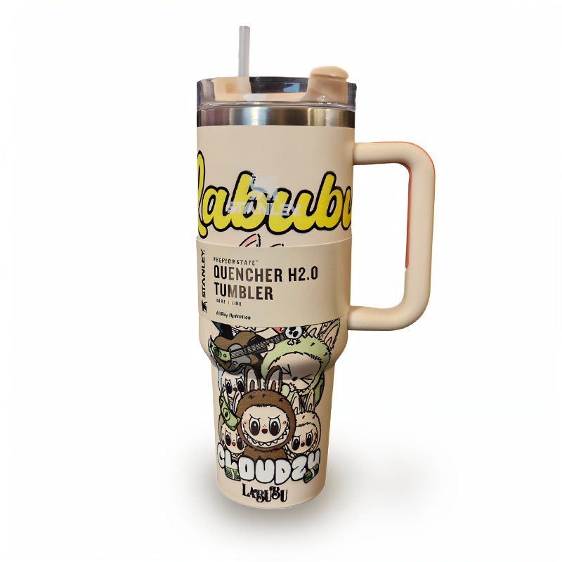 تراول ماگ لبوبو نسکافه ای STANLEY  STANLEY Labubu Coffee Brown Travel Mug 1.18L – Stainless Steel Insulated Tumbler