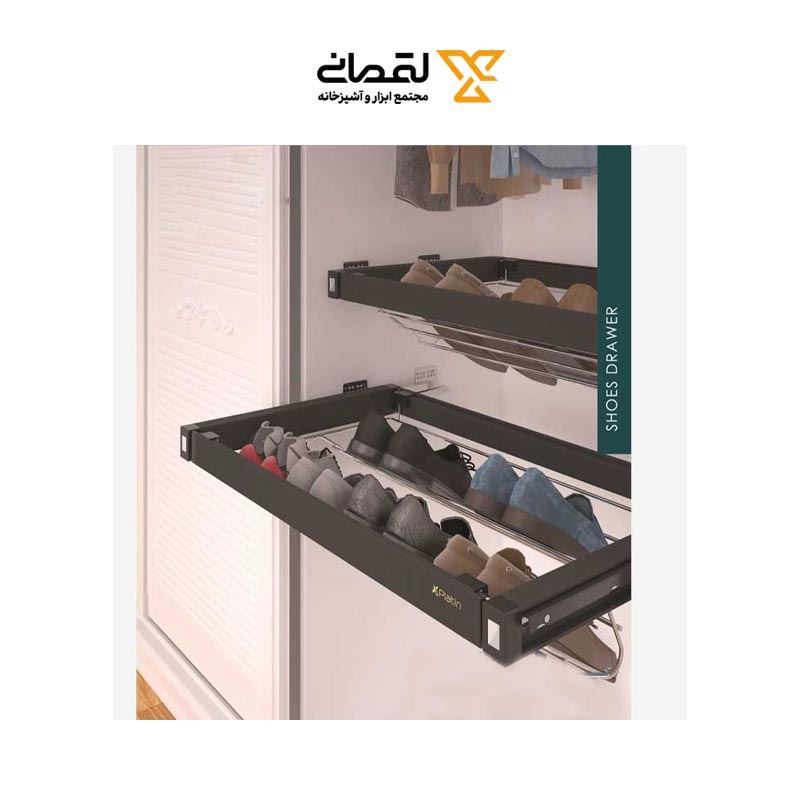 جا کفشی کشویی مفتولی یونیت 60 مدل 9261 (S.A) پلاتین PELETIN 