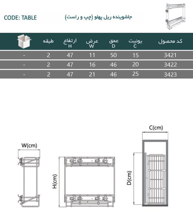 سبد مواد شوینده پهلو یونیت 15 مدل 3421 پلاتین PELATIN 1*H91
