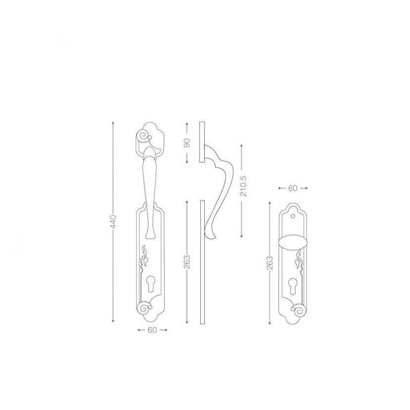 دستگیره آپارتمان بهریزان کروم CE860 چپ 1*C11