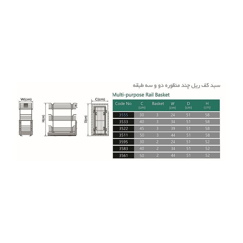 سبد چند منظوره ریل کف 2 طبقه پلاتین یونیت 50 مدل 3561 (S.A) پلاتین PELATIN 12*G8    گلستان3*12