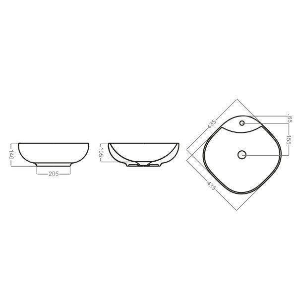 سنگ روشویی مربعی لومینوس GL9 ( جا شیر گوشه ) درجه 2 گلسار 12*نرگس2