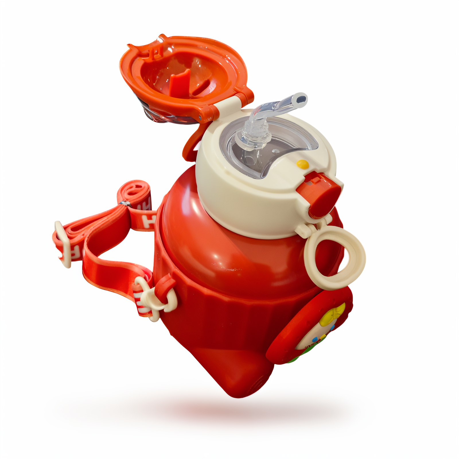 فلاسک نی دار کاوردار بچگانه رنگی میوه 500 میل قرمز 