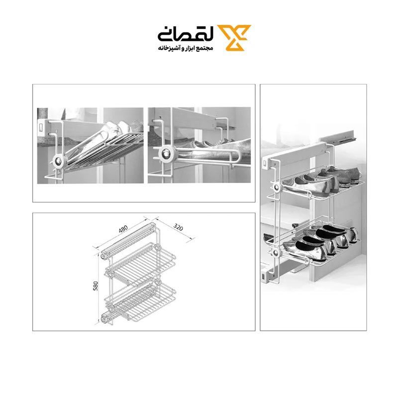 جا کفشی دیواری راست دو طبقه فانتونی مدل J207