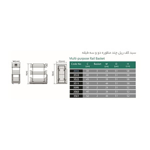 سبد چند منظوره ریل کف 3 طبقه یونیت 50 مدل 3511 (S.A) پلاتین PELATIN 