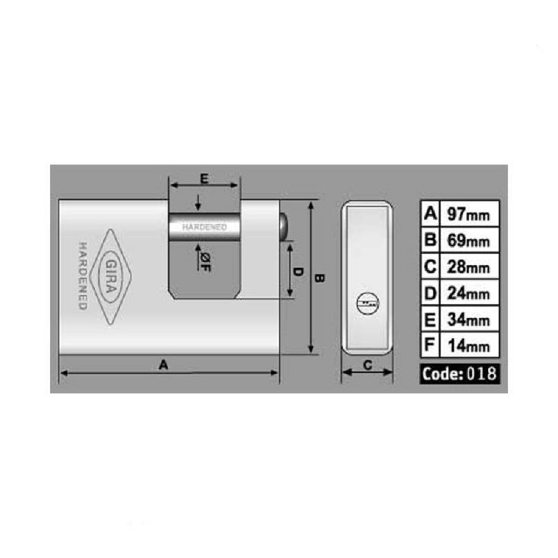 قفل کتابی 97 میلی متری روکشدار کامپیوتری کد 018 گیرا GIRA 1*FG01/2