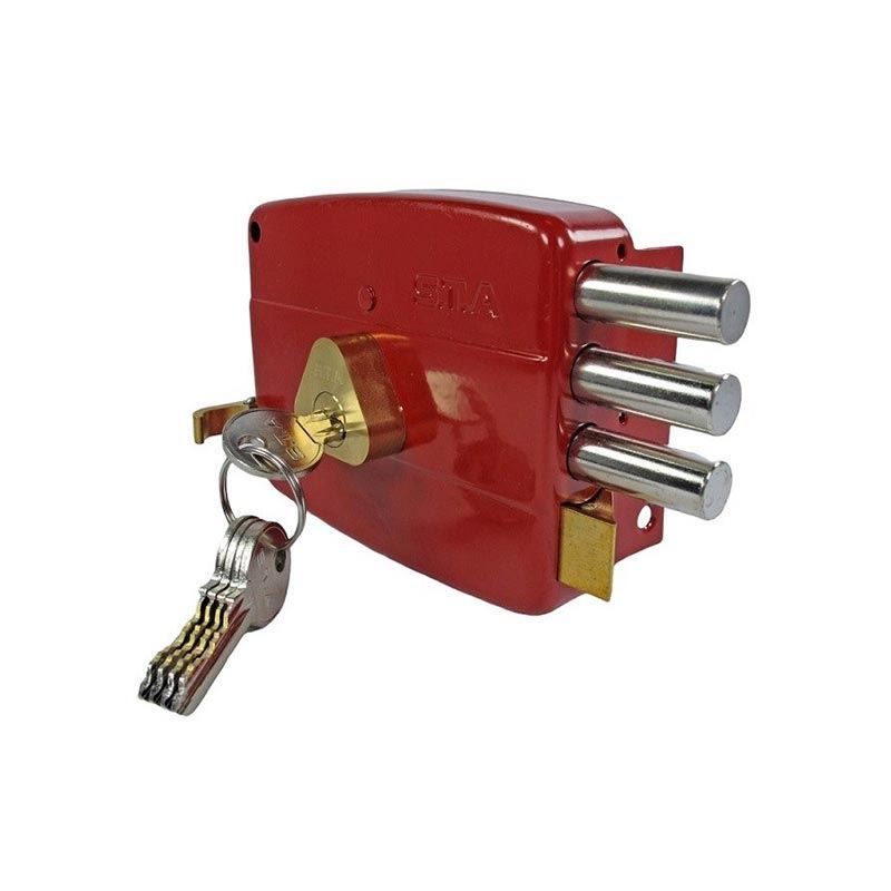 قفل حیاطی قرمز سه لول کلید کامپیوتری STA 106-12-5C 1*F72     12*D15