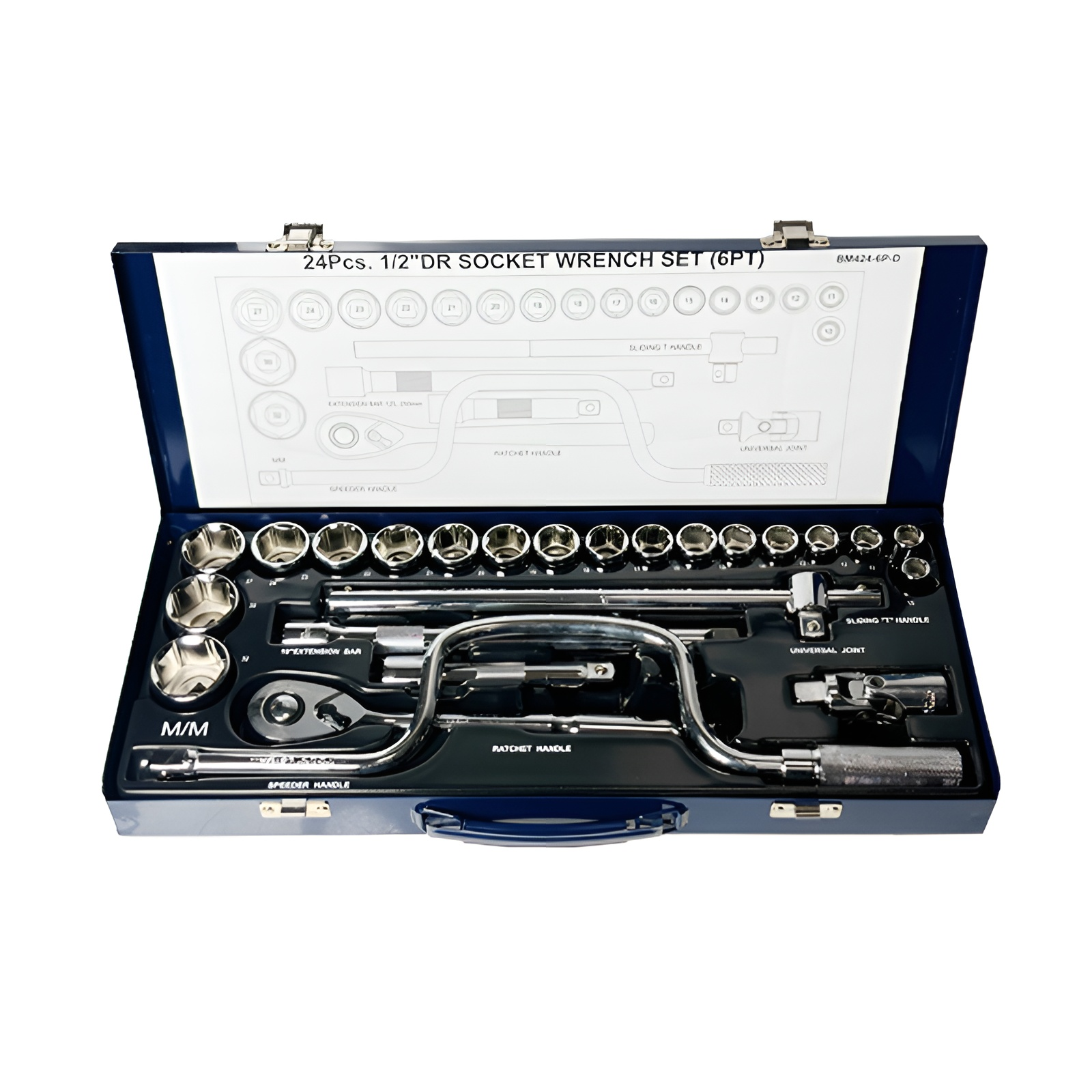جعبه بکس 1/2 اینچ 6 پر 24 عددی سفید مستر مدل BM424-6P-D 